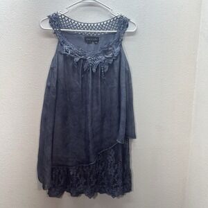 Flora Ashley SZ‎ XS Purple Top Tunic Pocket  Flowy Fairy Burnout Whimsigoth Lace